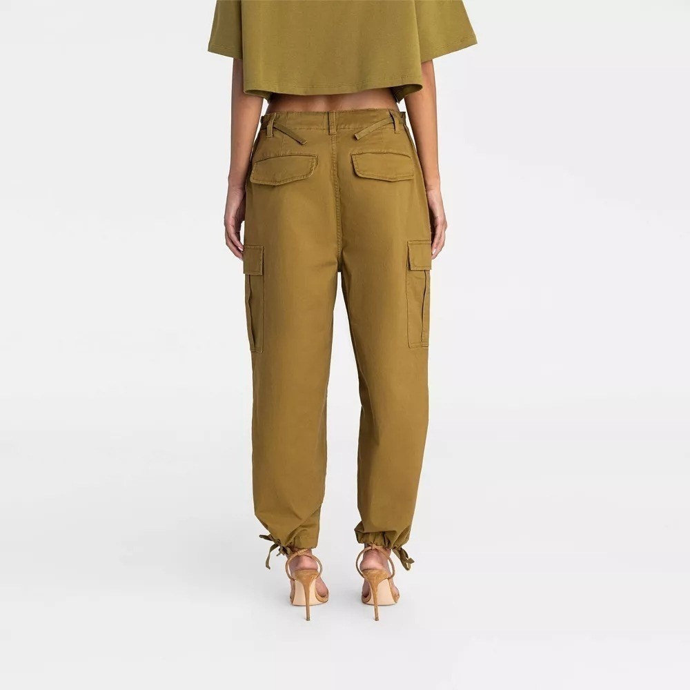 New! KBB by KAHLANA x Target S Small Mid-Rise Straight Leg Cargo Jogger Tan Pant - Picture 2 of 9